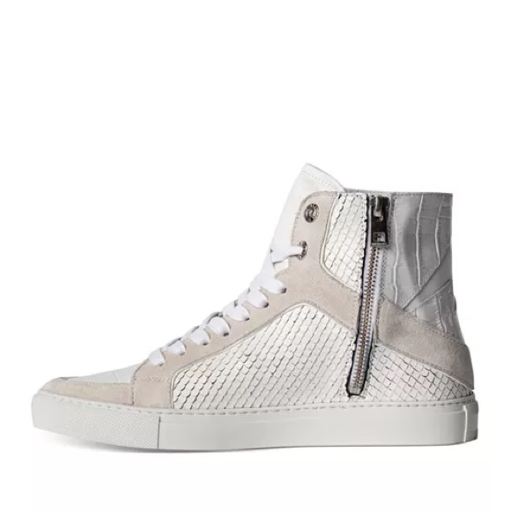 NIB Zadig & Voltaire High Flash Keith Leather High Top Sneakers White Sz 41 - Picture 2 of 16